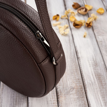 TOREBKA DAMSKA NA RAMIĘ SKÓRZANA BRĄZOWA OKRĄGŁA PAOLO PERUZZI IN-63-BR