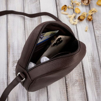 TOREBKA DAMSKA NA RAMIĘ SKÓRZANA BRĄZOWA OKRĄGŁA PAOLO PERUZZI IN-63-BR