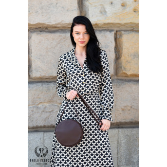 TOREBKA DAMSKA NA RAMIĘ SKÓRZANA BRĄZOWA OKRĄGŁA PAOLO PERUZZI IN-63-BR