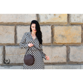 TOREBKA DAMSKA NA RAMIĘ SKÓRZANA BRĄZOWA OKRĄGŁA PAOLO PERUZZI IN-63-BR