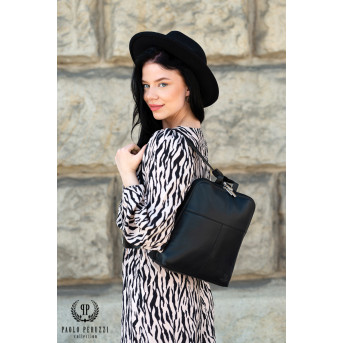 CZARNY PLECAK DAMSKI SKÓRA NATURALNA PAOLO PERUZZI T-73-BL