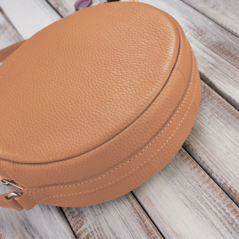 TOREBKA DAMSKA NA RAMIĘ SKÓRZANA OKRĄGŁA KONIAKOWA PAOLO PERUZZI IN-63-CG