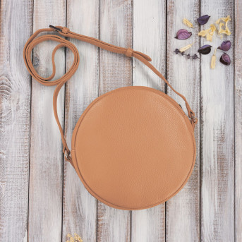 TOREBKA DAMSKA NA RAMIĘ SKÓRZANA OKRĄGŁA KONIAKOWA PAOLO PERUZZI IN-63-CG