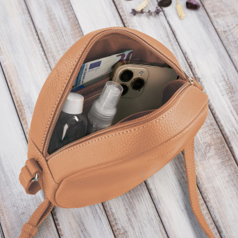 TOREBKA DAMSKA NA RAMIĘ SKÓRZANA OKRĄGŁA KONIAKOWA PAOLO PERUZZI IN-63-CG