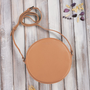 TOREBKA DAMSKA NA RAMIĘ SKÓRZANA OKRĄGŁA KONIAKOWA PAOLO PERUZZI IN-63-CG