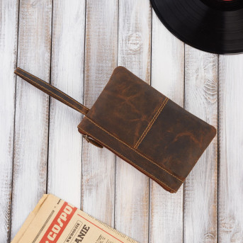 SASZETKA MĘSKA SKÓRZANA DO RĘKI VINTAGE BRĄZOWA PAOLO PERUZZI T-90-HBR