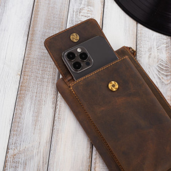 SASZETKA MĘSKA SKÓRZANA DO RĘKI VINTAGE BRĄZOWA PAOLO PERUZZI T-90-HBR