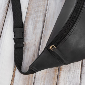 SASZETKA MĘSKA SKÓRZANA NERKA CZARNA W STYLU VINTAGE PAOLO PERUZZI T-89-HBL