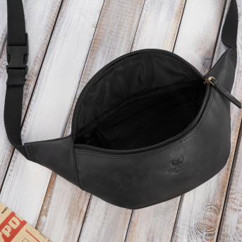 SASZETKA MĘSKA SKÓRZANA NERKA CZARNA W STYLU VINTAGE PAOLO PERUZZI T-89-HBL