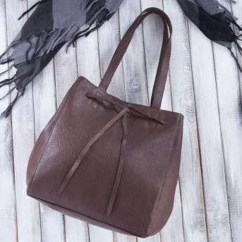 TORBA SHOPPER SKÓRZANA DAMSKA NA RAMIĘ BRĄZOWA PAOLO PERUZZI IN-64-BR