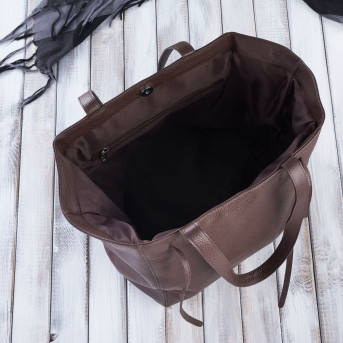 TORBA SHOPPER SKÓRZANA DAMSKA NA RAMIĘ BRĄZOWA PAOLO PERUZZI IN-64-BR