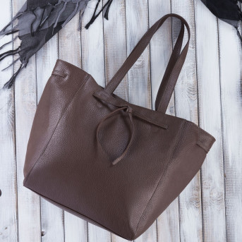 TORBA SHOPPER SKÓRZANA DAMSKA NA RAMIĘ BRĄZOWA PAOLO PERUZZI IN-64-BR