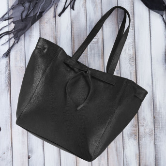 TORBA SHOPPER SKÓRZANA CZARNA DAMSKA NA RAMIĘ PAOLO PERUZZI IN-64-BL