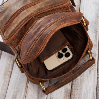 PRAKTYCZNA MĘSKA SASZETKA NA RAMIĘ VINTAGE PAOLO PERUZZI T-28-HBR