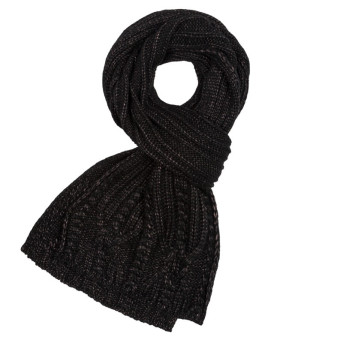 Wełniany szalik damski na zimę czarny D-01-BL