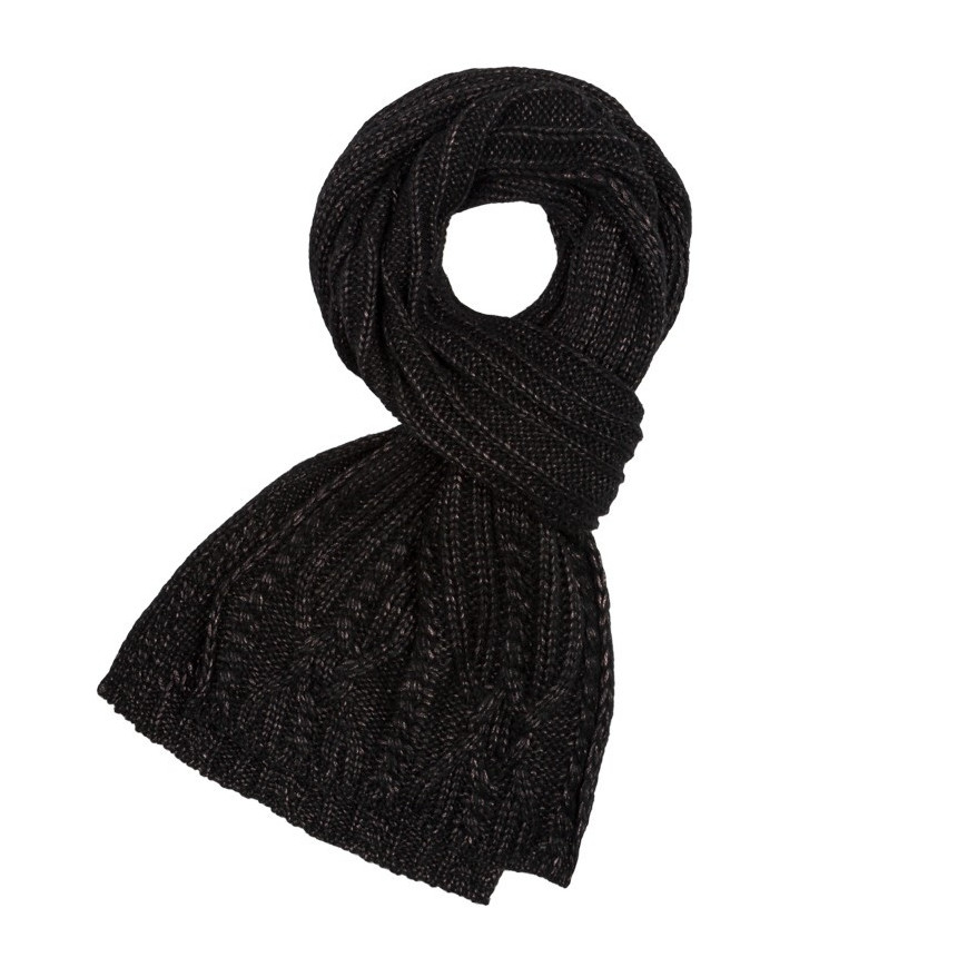 Wełniany szalik damski na zimę czarny D-01-BL