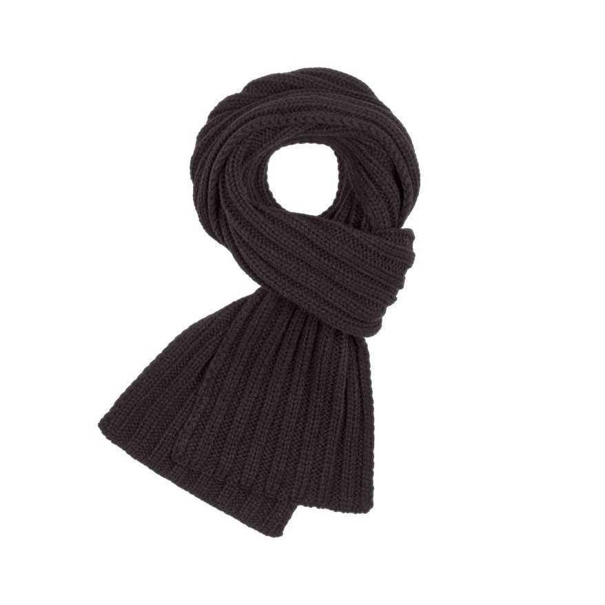 Wełniany szalik damski zimowy granatowo-brązowy ciepły i modny D-02-DBBR