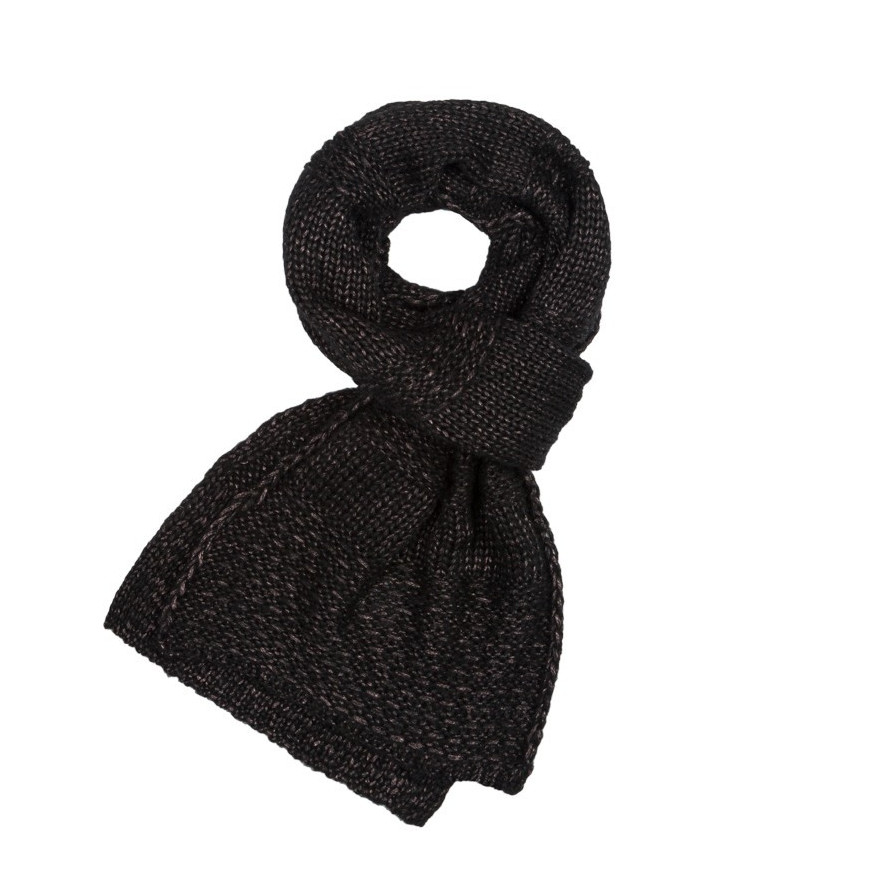 Wełniany szalik damski zimowy ciepły czarny D-03-BL