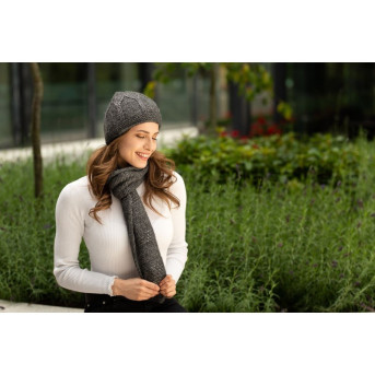 Wełniany szalik damski zimowy szary modny i ciepły D-03-GR