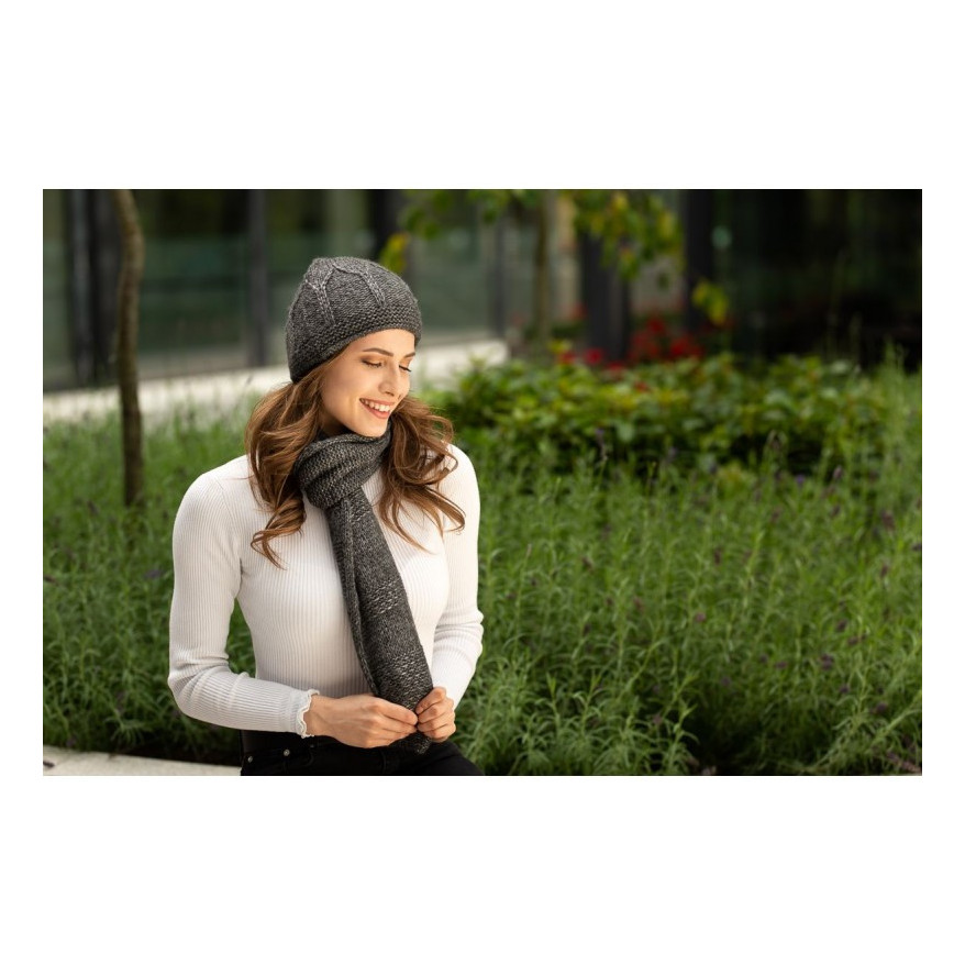 Wełniany szalik damski zimowy szary modny i ciepły D-03-GR