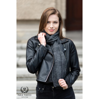 Wełniany szalik damski zimowy szary modny i ciepły D-03-GR