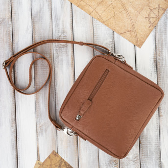 Listonoszka skórzana torba na ramię dla mężczyzny koniak Paolo Peruzzi