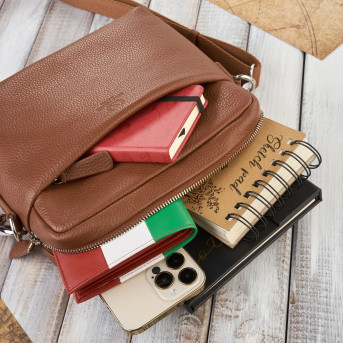 Listonoszka skórzana torba na ramię dla mężczyzny koniak Paolo Peruzzi