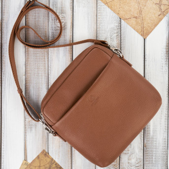 Listonoszka skórzana torba na ramię dla mężczyzny koniak Paolo Peruzzi