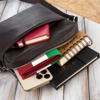 Listonoszka brązowa torba na ramię dla mężczyzny ze skóry naturalnej