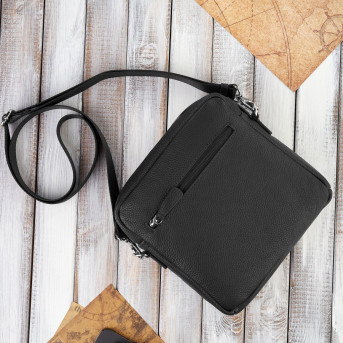 Listonoszka czarna torba na ramię dla mężczyzny ze skóry naturalnej