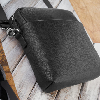 Listonoszka czarna torba na ramię dla mężczyzny ze skóry naturalnej