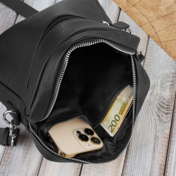 Listonoszka czarna torba na ramię dla mężczyzny ze skóry naturalnej