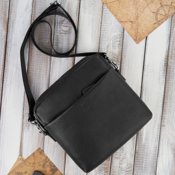 Listonoszka czarna torba na ramię dla mężczyzny ze skóry naturalnej