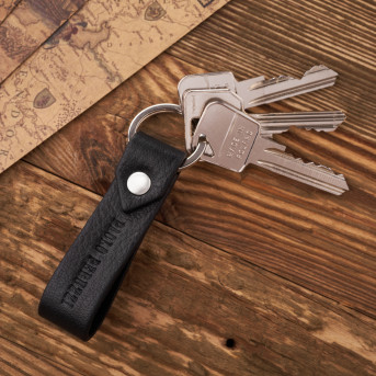 Brelok do kluczy ze skóry naturalnej licowej czarny solidny T-87-BL