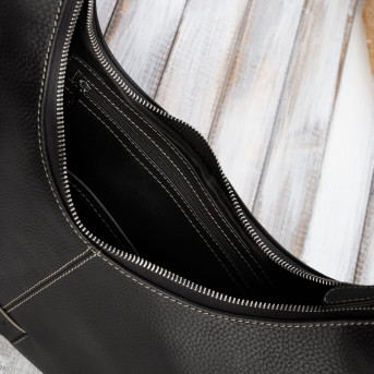 Torebka damska na ramię skórzana czarna półokrągła Paolo Peruzzi