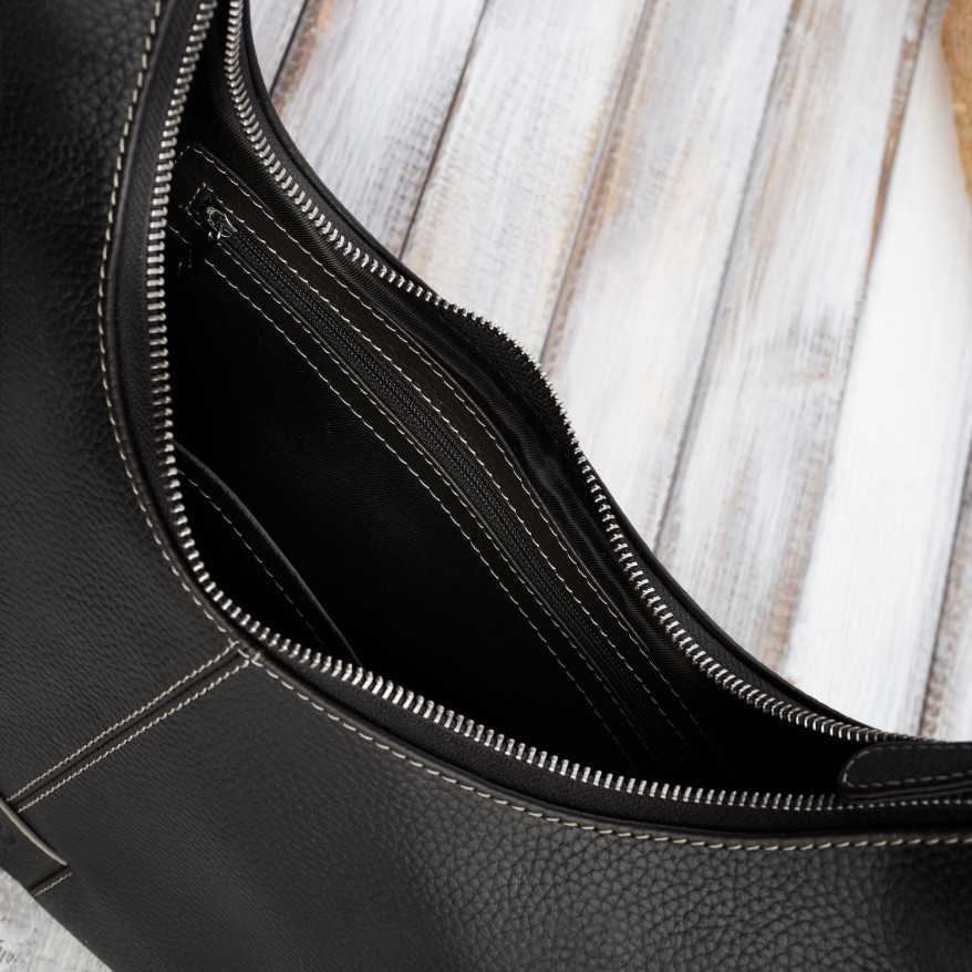 Torebka damska na ramię skórzana czarna półokrągła Paolo Peruzzi