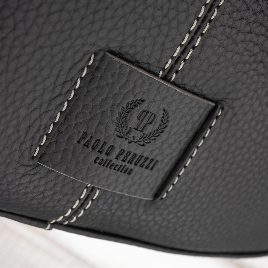 Torebka damska na ramię skórzana czarna półokrągła Paolo Peruzzi