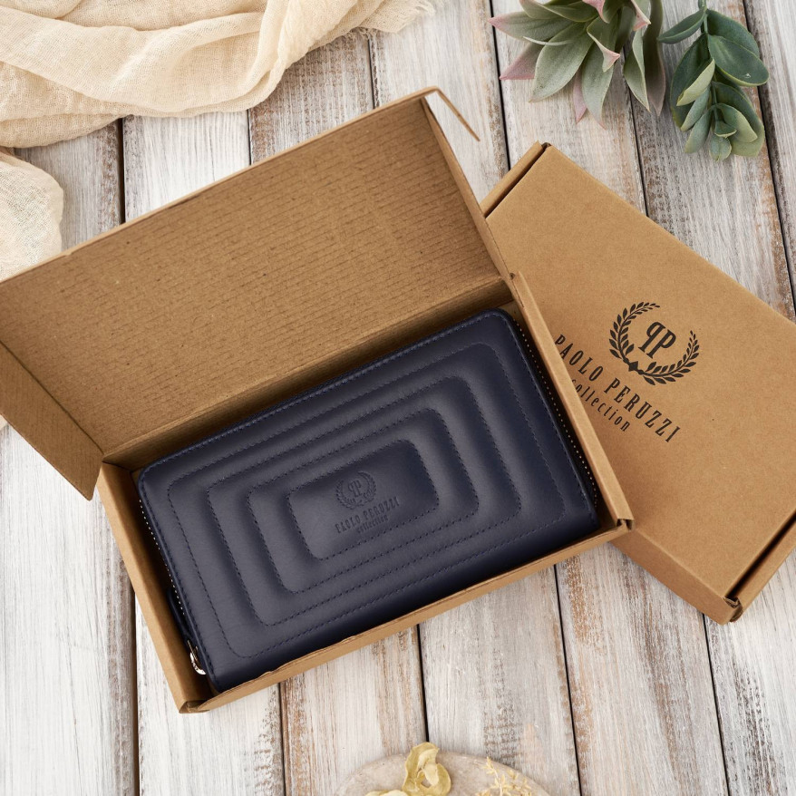 DAMSKI ELEGANCKI SKÓRZANY PORTFEL KOPERTÓWKA PAOLO PERUZZI AV-05-DB