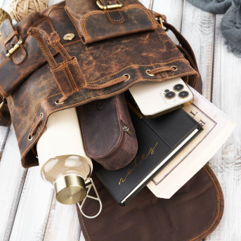 SKÓRZANY PLECAK DAMSKI VINTAGE  BRĄZOWY PAOLO PERUZZI T-16-BR