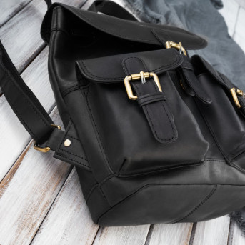 SKÓZANY PLECAK DAMSKI VINTAGE RETRO CZARNY PAOLO PERUZZI T-16-BL