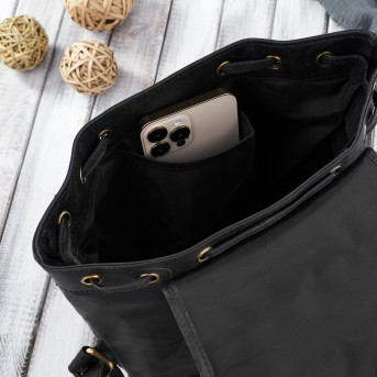 SKÓZANY PLECAK DAMSKI VINTAGE RETRO CZARNY PAOLO PERUZZI T-16-BL