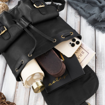 SKÓZANY PLECAK DAMSKI VINTAGE RETRO CZARNY PAOLO PERUZZI T-16-BL