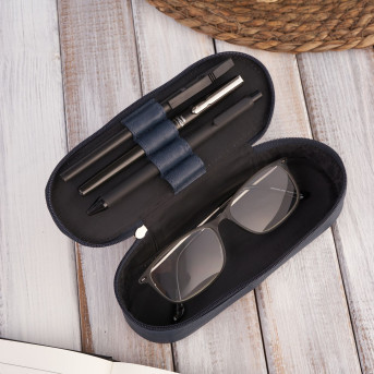 SKÓRZANE ETUI NA OKULARY PIÓRNIK GRANATOWY PAOLO PERUZZI T-82-DB