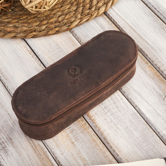 SKÓRZANE ETUI NA OKULARY PIÓRNIK BRĄZOWY VINTAGE PAOLO PERUZZI T-82-HBR