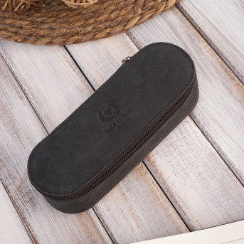 SKÓRZANE ETUI NA OKULARY PIÓRNIK CZARNY VINTAGE PAOLO PERUZZI T-82-HBL