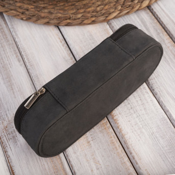 SKÓRZANE ETUI NA OKULARY PIÓRNIK CZARNY VINTAGE PAOLO PERUZZI T-82-HBL