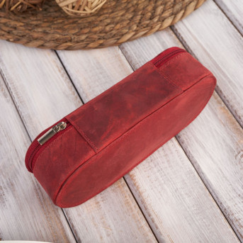 SKÓRZANE ETUI NA OKULARY PIÓRNIK CZERWONY VINTAGE PAOLO PERUZZI T-82-HR