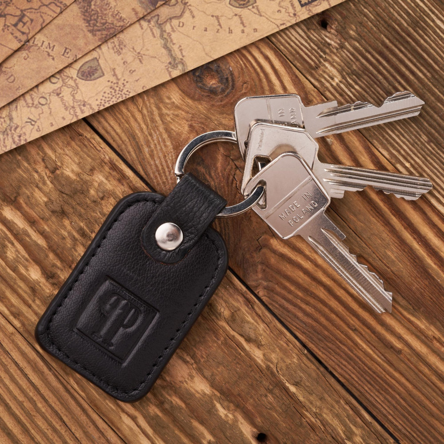 BRELOCZEK SKÓRZANY CZARNY PROSTOKĄTNY PAOLO PERUZZI T-86-BL