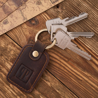 BRELOCZEK DO KLUCZY SKÓRZANY BRĄZOWY VINTAGE PROSTOKĄTNY PAOLO PERUZZI T-86-HBR