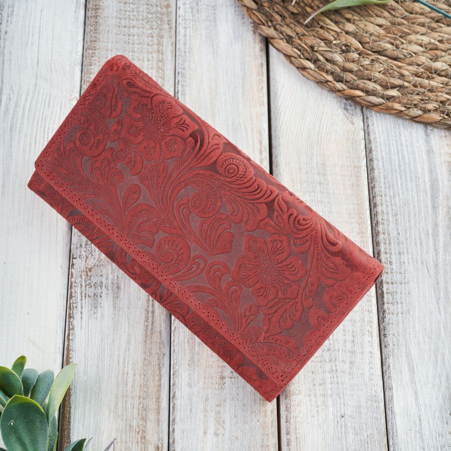 Portfel damski skórzany w kwiaty vintage RFID Paolo Peruzzi T-25-RD